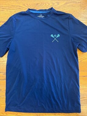 Vineyard Vines Navy Short-Sleeve Lacrosse Logo Tee